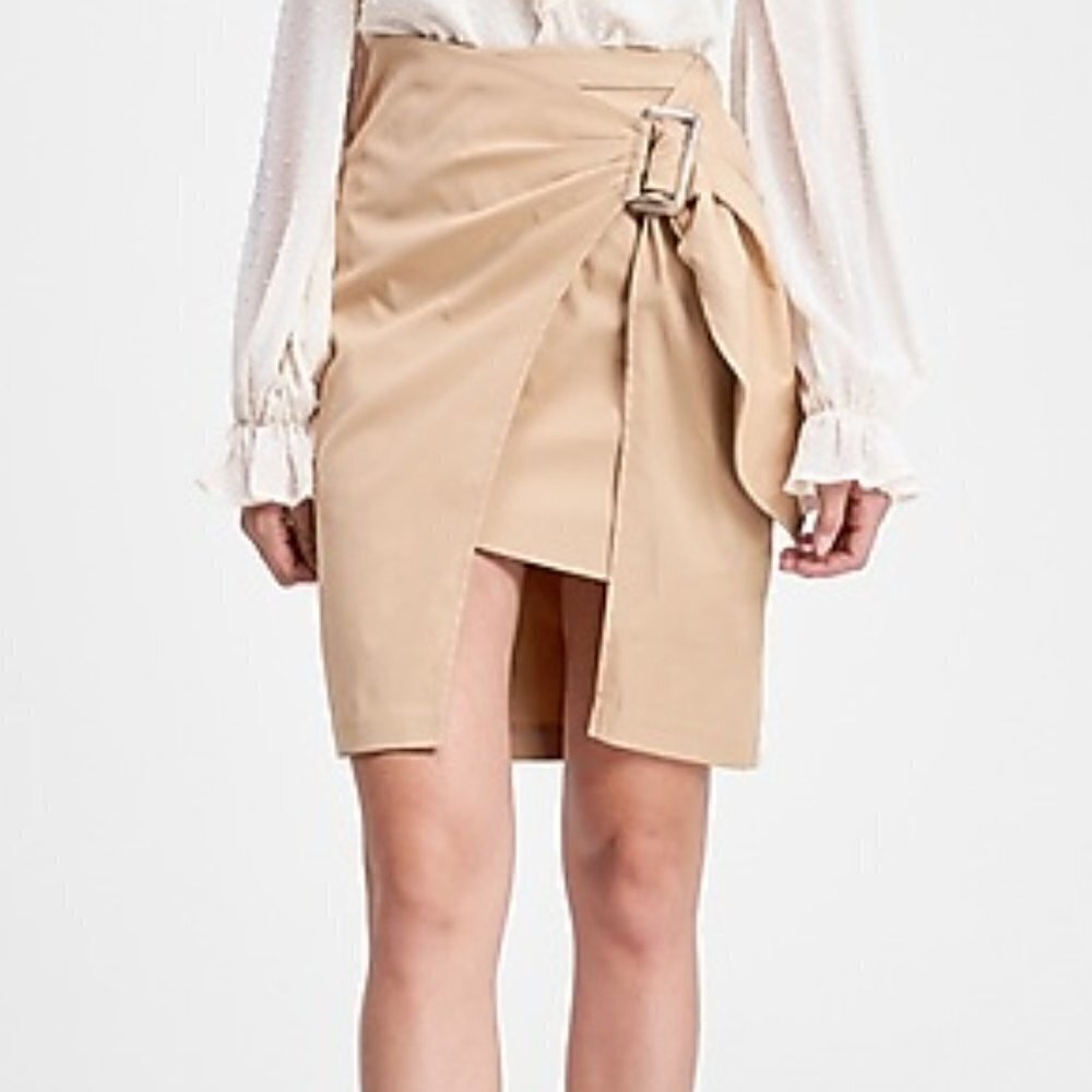 Anthropologie en Saison High Waist Front Buckle Mini Midi Skirt - NWT